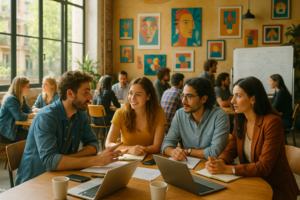 Startup founders discussing costs of starting a business in Spain